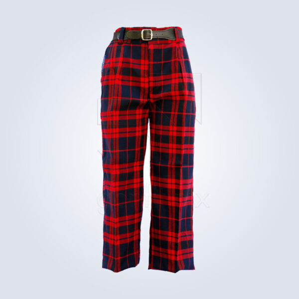 Pantalón Bóxer Escolar Escocés Azul Marino Franjas Rojas
