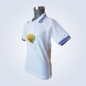 Playera Lobito Escolar Blanca Líneas Azul Rey