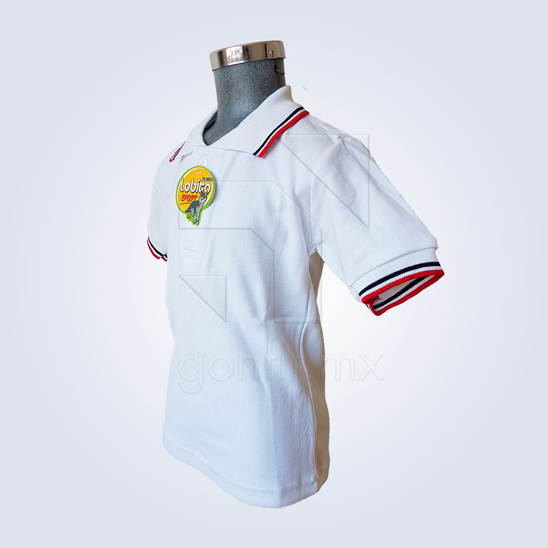 Playera Lobito Escolar Blanca Bicolor 2
