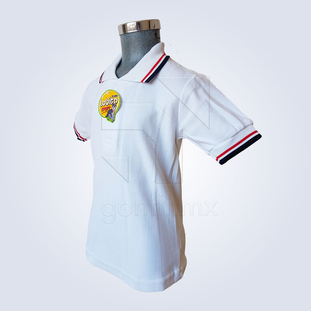Playera Lobito Escolar Blanca Bicolor