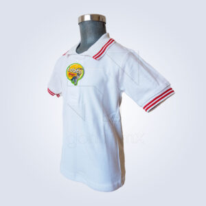 Playera Lobito Escolar Blanca Líneas Rojas
